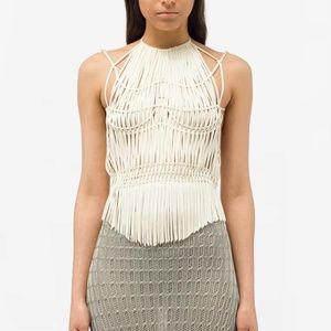 Isa Boulder Papercut Top in White